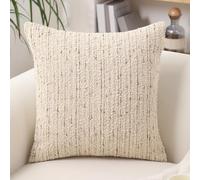 GIKKEARL 1 housse de coussin décorative en boucle texturée à rayures neutres et modernes pour lit, canapé, chaise, 45 x 45 cm, crème brûlée