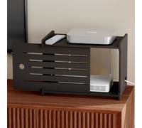 Giklux boîte de Rangement pour routeur, Cache-routeur,Rangement Box Internet, Etagere pour decodeur, étagère Wi-FI, Armoire Wi-FI, Cache-routeur,Support Etagere Murale, Installation Facile noir