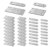 Giklux Lot de 40 connecteurs plats en acier inoxydable - 4 tailles - Plaques perforées en métal - 55 x 16, 47 x 16, 80 x 40, 38 x 60 mm - Connecteurs plats pour réparation du bois, des connecteurs de