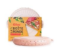 Gilac, Boîte à pizza réutilisable avec couvercle, Compatible Lave-Vaisselle, plastique sans BPA, Rose poudré, Fabriquée en France, Ø 33cm