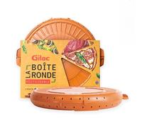 Gilac, Boîte à pizza réutilisable avec couvercle, Compatible Lave-Vaisselle, plastique sans BPA, Terracotta, Fabriquée en France, Ø 33cm