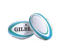 Gilbert Rugby Gemini Match Ballon de rugby Blanc Bleu Vert Taille 4,5