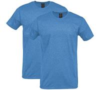 Gildan 64000 Softstyle T-Shirt à Manches Courtes pour Homme, Saphir chiné (Lot de 2), L