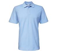Gildan 64800 Softstyle Polo en piqué double pour adulte, bleu ciel, Taille L