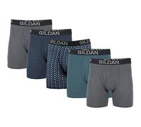Gildan Boxer en Coton Extensible pour Homme, Gris foncé/Bleu Marine/Formes/Bleu (Lot de 5, Jambe Standard), L