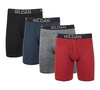 Gildan Boxer en Coton Extensible pour Homme, Noir/Bleu Marine/Rayure/Rouge chiné (Lot de 4), L