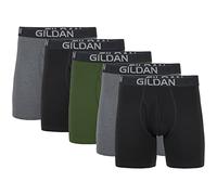 Gildan Boxer en Coton Stretch Boxeur ajusté, Gris foncé chiné/suie Noire/Vert Minuit (Lot de 5, Jambe Standard), Homme
