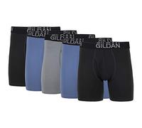 Gildan Boxer en Coton Stretch Boxeur ajusté, Suie Noire, Bleu Ardoise, Flanelle Grise (Lot de 5), Homme