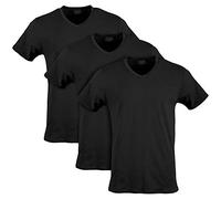 Gildan Cotton Stretch V-Neck T-Shirt sous-vêtement, Black Soot (Lot de 3), XL Homme