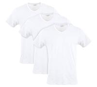 Gildan Cotton Stretch V-Neck T-Shirt sous-vêtement, Blanc (Artic White) (Lot de 3), Homme