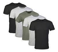 Gildan Crew T-Shirts, Multipack, Style G1100 sous-vêtement, Noir/Gris Sport/Vert Militaire (Lot de 5), Homme
