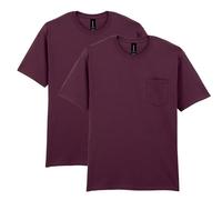 Gildan Dryblend Workwear T-Shirts with Pocket, 2-Pack, Bordeaux, XX-Large (Lot de 2) Homme