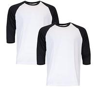 Gildan Heavy Cotton 3/4 Raglan T-Shirt, Style G5700, 2-Pack, Blanc/Noir, L (Lot de 2) Mixte