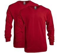 Gildan Lot de 2 t-Shirts à Manches Longues en Coton épais, Style G5400, Rouge, Homme