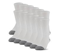 Gildan Lot de 12 paires de chaussettes mi-rembourrées en polyester pour homme, blanc, 18-24