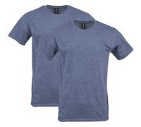 Gildan – T-shirt ajusté en coton – Lot de 2 – Bleu marine chiné – L – Homme