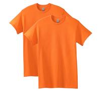 Gildan Lot de 2 t-Shirts en Coton épais pour Adulte Chemise, Orange de sécurité, XL Homme