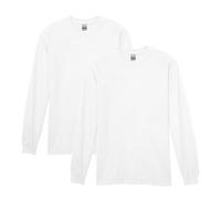 Gildan Lot de 2 t-Shirts à Manches Longues en Coton épais pour Homme Style G5400 Chemise - Blanc - L