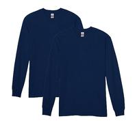 Gildan Lot de 2 t-Shirts à Manches Longues en Coton épais pour Homme Style G5400 Chemise - Bleu Marine - S