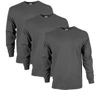 Gildan Ultra Cotton Long Sleeve T-Shirt, Style G2400, Multipack, Anthracite (Lot de 3), XL Homme