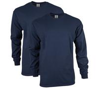 Gildan T-shirt à manches longues Ultra Cotton G2400 Coton Bleu marine Lot de 2 XL Homme