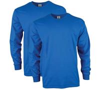 Gildan Ultra Cotton Long Sleeve T-Shirt, Style G2400, Multipack, Bleu Marine, S (Lot de 2) Homme