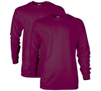 Gildan Lot de 2 t-Shirts à Manches Longues en Coton pour Homme, Bordeaux (Lot de 2), XL