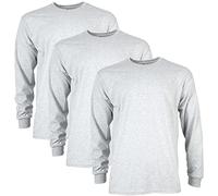 Gildan Ultra Cotton Long Sleeve T-Shirt, Style G2400, Multipack, Gris cendré (Lot de 3), Homme