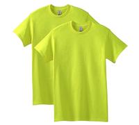 Gildan Lot de 2 t-Shirts en Coton épais pour Adulte Chemise, Vert sécurité, XXL Homme