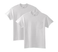 Gildan Lot de 2 t-Shirts Ultra en Coton avec Poche Chemise, Blanc, Taille Mixte Adulte