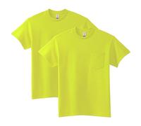 Gildan Lot de 2 t-Shirts en Coton Ultra avec Poche, Style G2300 Chemise, sécurité Verte, Taille XL Mixte Adulte