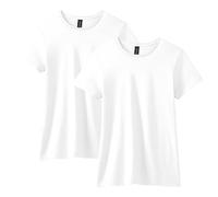 Gildan Lot de 2 t-Shirts ajustés en Coton, Blanc, Femme