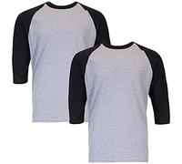 Gildan Heavy Cotton 3/4 Raglan T-Shirt, Style G5700, 2-Pack, Gris/Noir, S (Lot de 2) Mixte