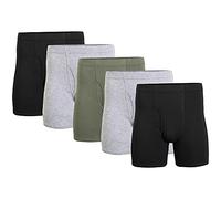Gildan Men's Covered Waistband Boxer Briefs, Multipack Boxeur Ajust, Noir/Gris chiné/Vert Militaire (Lot de 5), XL Homme