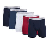 Gildan Boxer pour Homme, Coupe régulière, Boxeur ajusté, Bleu Marine/Bleu Marine/Gris Sport/Pois/Bleu Marine (Lot de 5)