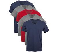 Gildan V-Neck T-Shirts, Multipack, Style G1103 sous-vêtement, Bleu Marine/Anthracite/Rouge Cardinal (Lot de 5), S Hommes