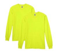 Gildan Men's Heavy Cotton Long Sleeve T-Shirt, Style G5400, 2-Pack, Safety Green, Medium