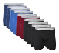Gildan Men's Underwear Boxer Briefs, Multipack, Black/Garnet/Royal/Diamond (10-Pack, Classic Length)