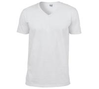 GILDAN Soft Style V-Neck T Shirt, Blanc, L Homme
