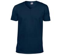GILDAN Soft Style V-Neck T Shirt, Bleu Marine, XL Homme