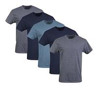 Gildan T- Shirts à col Rond, Multipack, Style G1100 sous-vêtement, Bleu Marine/Bleu chiné/Bleu Indigo (Lot de 5), Homme