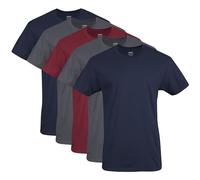 Gildan Crew G1100 T-Shirt sous-vêtement, Bleu Marine/Anthracite/Rouge Cardinal (Lot de 5), Homme