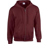 Gildan - Sweat à capuche avec fermeture éclair sur toute la longueur pour homme PC6649 (S) (Rouge vin)