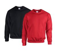 Gildan Sweat-shirt à col rond en polaire pour homme style G18000, 1 x noir + 1 x rouge + 1 x bloc-notes Hl Achat, XL
