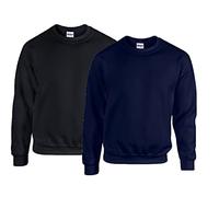 gildan Sweat-shirt en polaire à col rond pour homme, style G18000/1 x noir + 1 x bleu marine + 1 x bloc-notes HL Kauf , L, 1 x noir + 1 x bleu marine + 1 x bloc-notes Hl Kauf, L