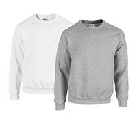 Gildan Sweat-shirt en polaire à col rond pour homme, style G18000/1x blanc + 1x gris sport + 1x bloc-notes d'achat HL, M