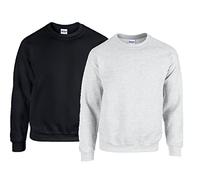 Gildan Sweat-shirt en polaire à col rond pour homme, style G18000/1x noir + 1 x gris cendré + 1 x bloc-notes HL Kauf , L