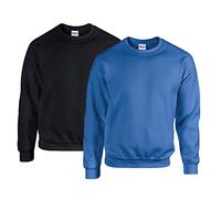 Gildan Sweat-shirt pour homme en polaire avec col rond, style G18000/1x Noir + 1x Royal + 1x Bloc-notes d'achat HL, L