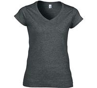 Gildan - T-shirt à manches courtes et col en V - Femme (S) (Gris sombre chiné) - UTBC491 Gris Sombre Chiné, Gris sombre chiné