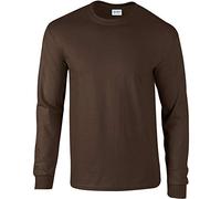 Gildan Ultra T-shirt homme col rond manches longues BC477 (L) (Marron chocolat foncé)
